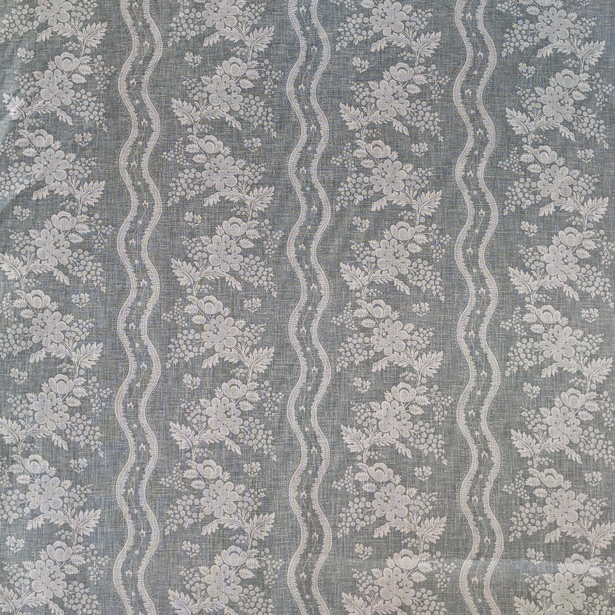 Two toned striped floral in white and duckegg 