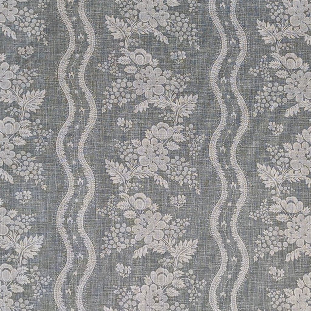 Two toned striped floral in white and duckegg 