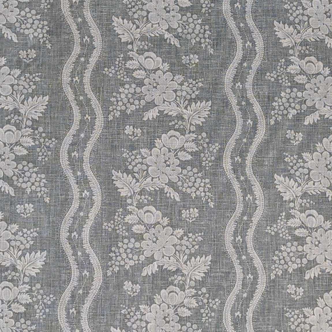 Two toned striped floral in white and duckegg 