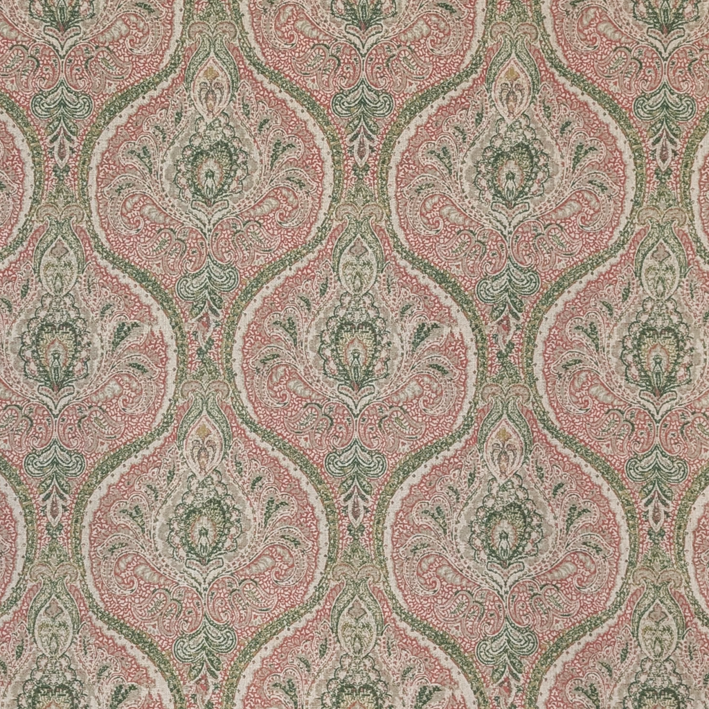Pink and green paisley fabric 