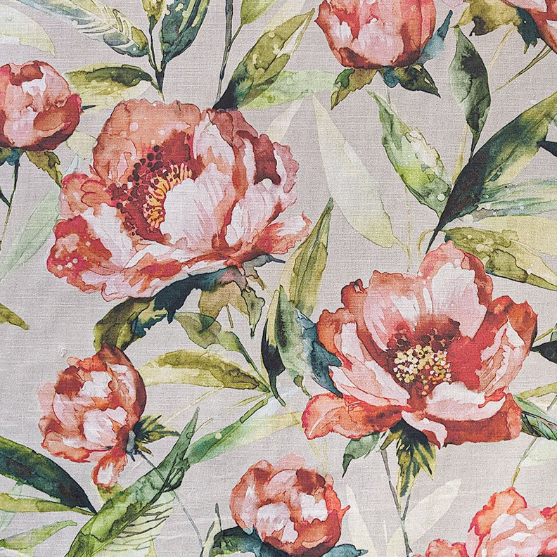 Floral pattern with pink and green flowers on a light background