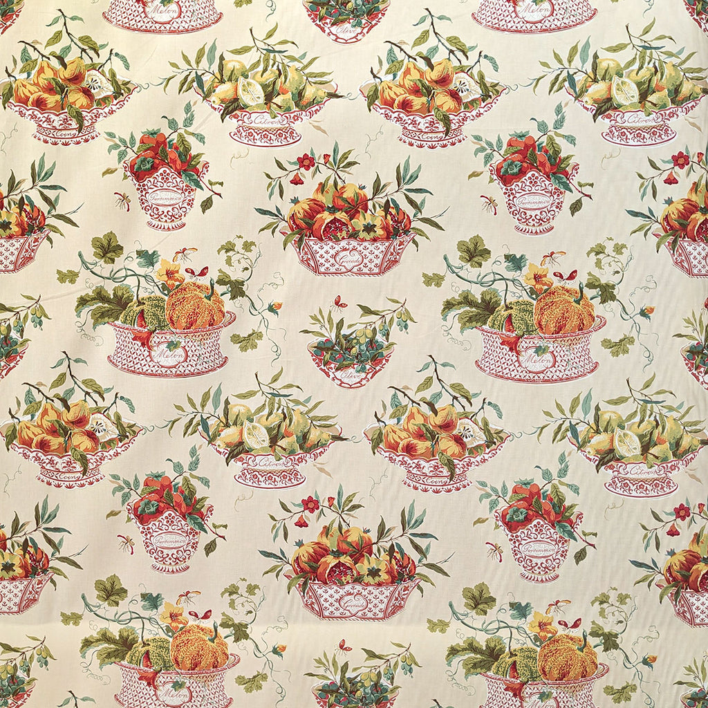 Fruit and pumpkin basket fabric in yellow and orange 