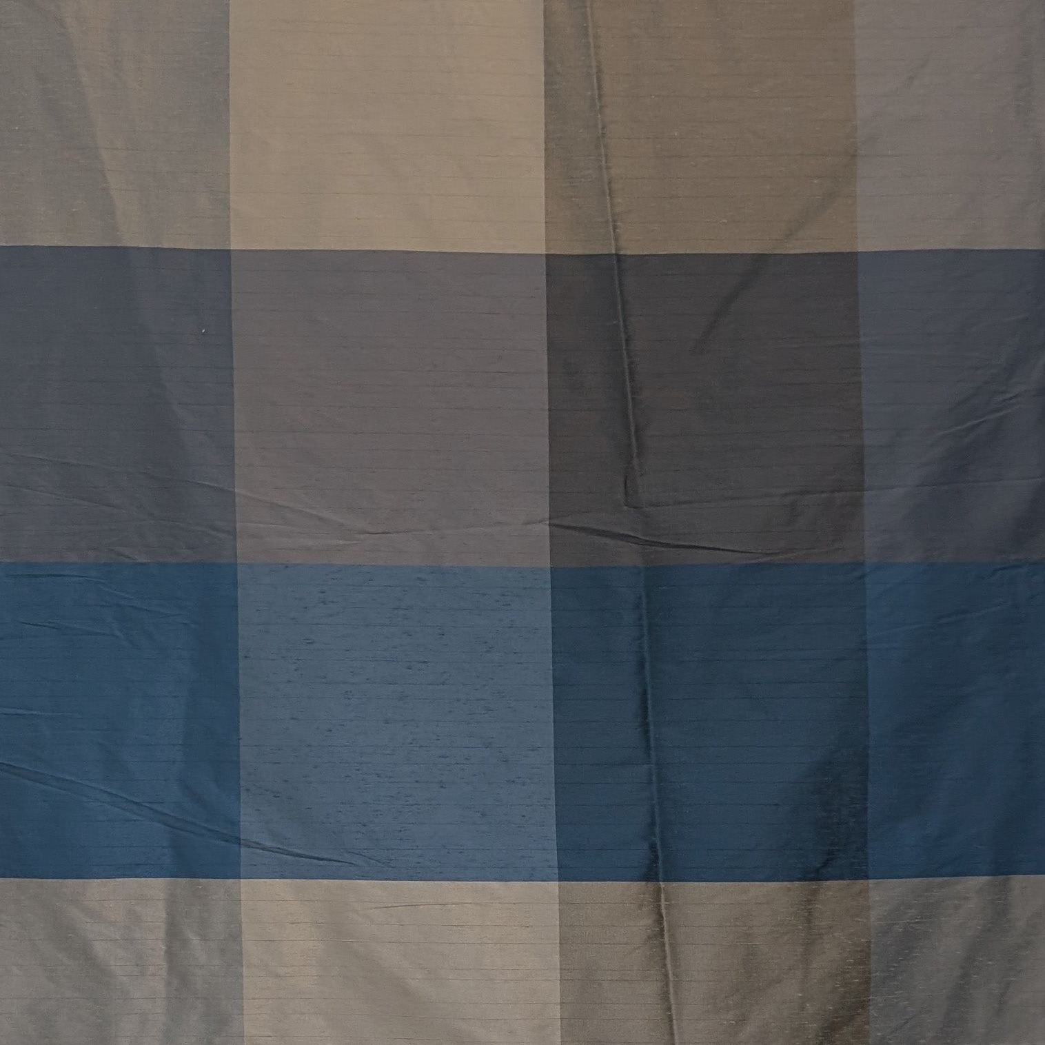 Absolutely Fabrics 'Check Silk' Blue and grey  Remnant