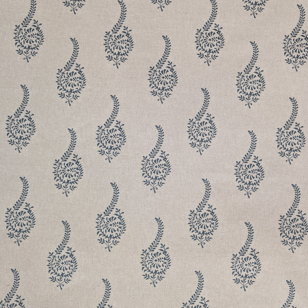 Blue and linen paisley fabric 