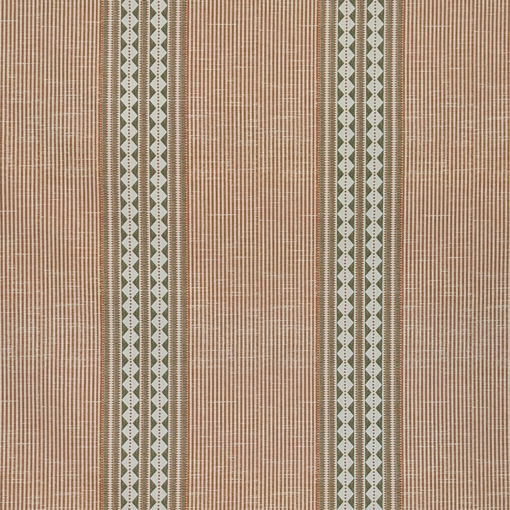 Absolutely fabrics Diamond Stripe Terracotta/Green