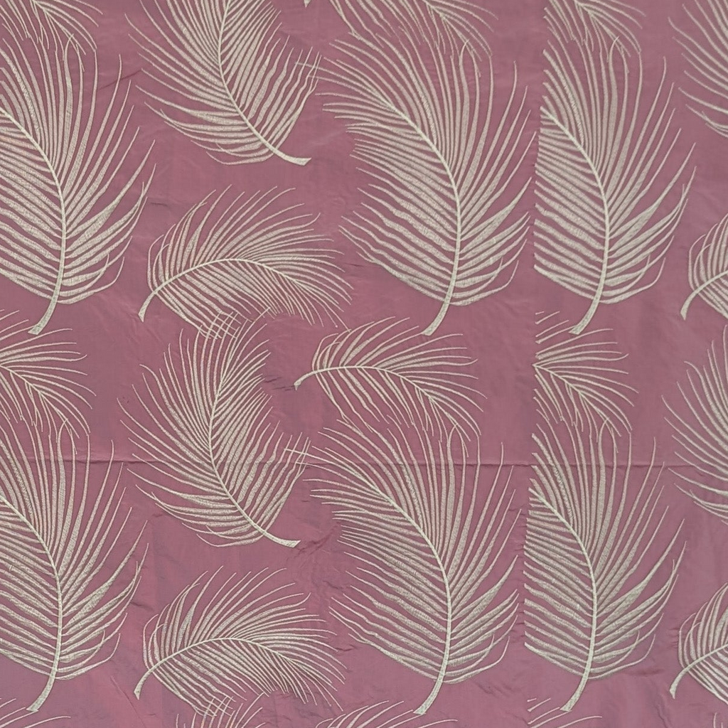 Absolutely Fabrics 'Embroidered Pink feathers' Remnant