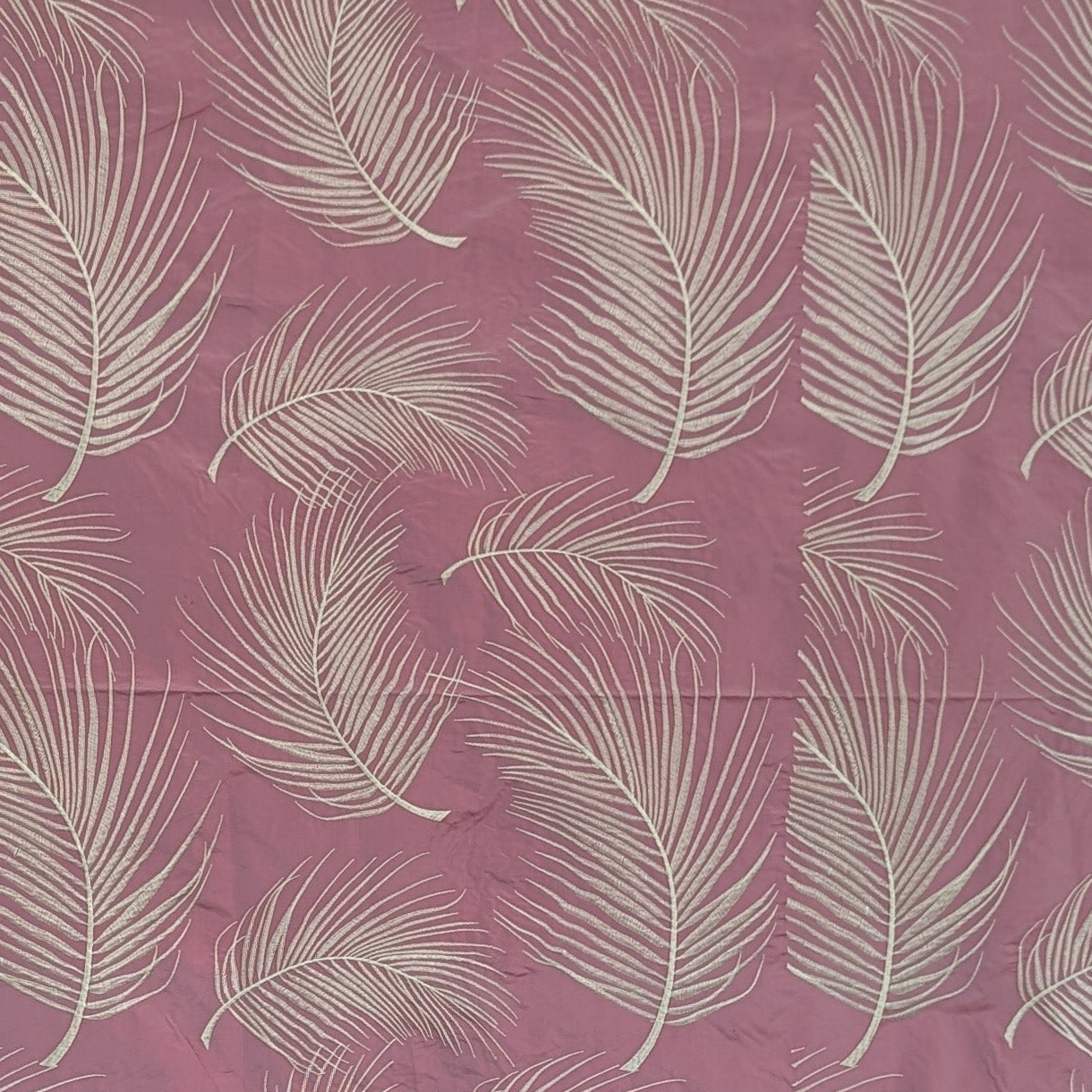 Absolutely Fabrics 'Embroidered Pink feathers' Remnant