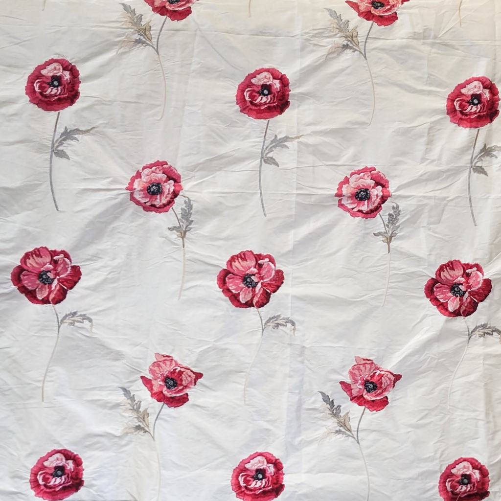 Laura Ashley ‘Freshford Poppy Embroidery’ Cranberry Remnants sold together