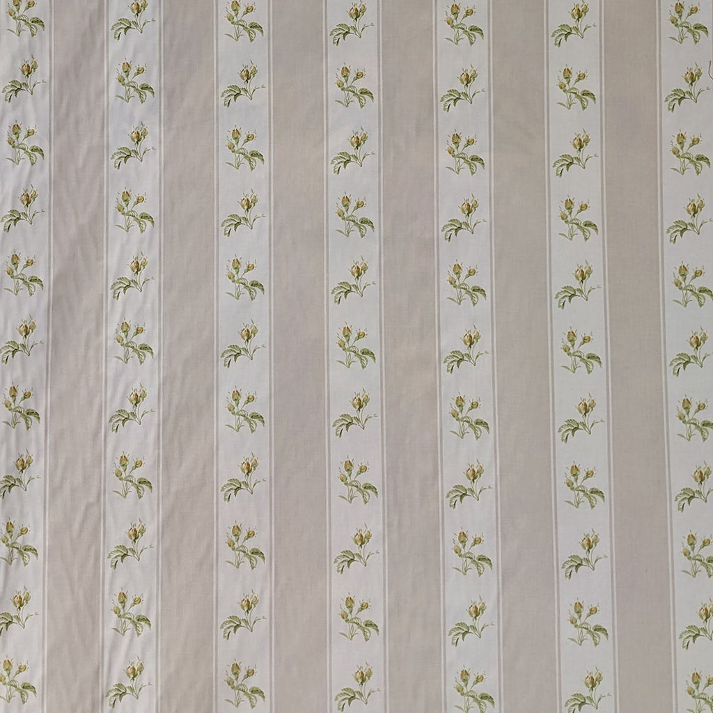 Striped fabric with floral patterns on a beige background
