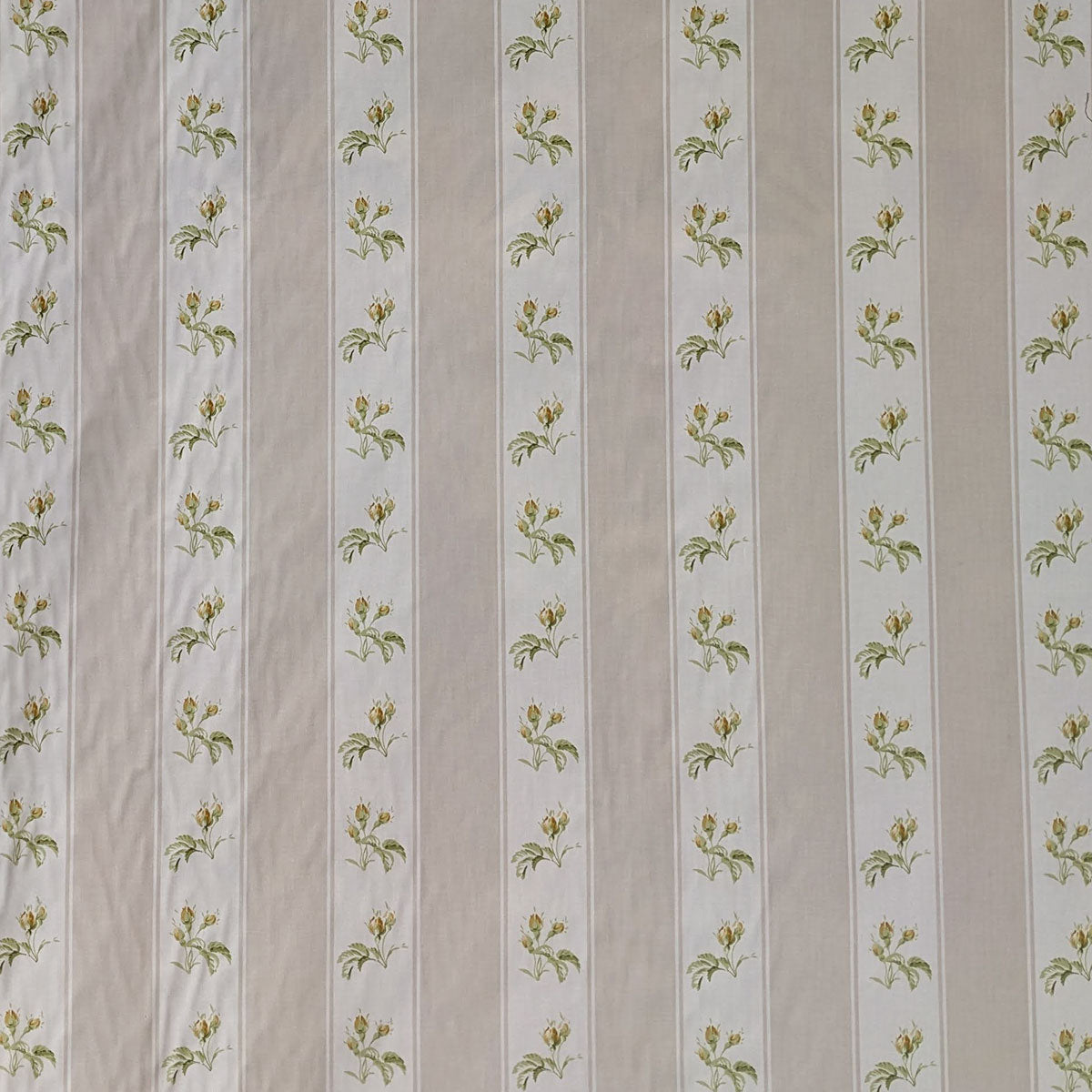 Striped fabric with floral patterns on a beige background