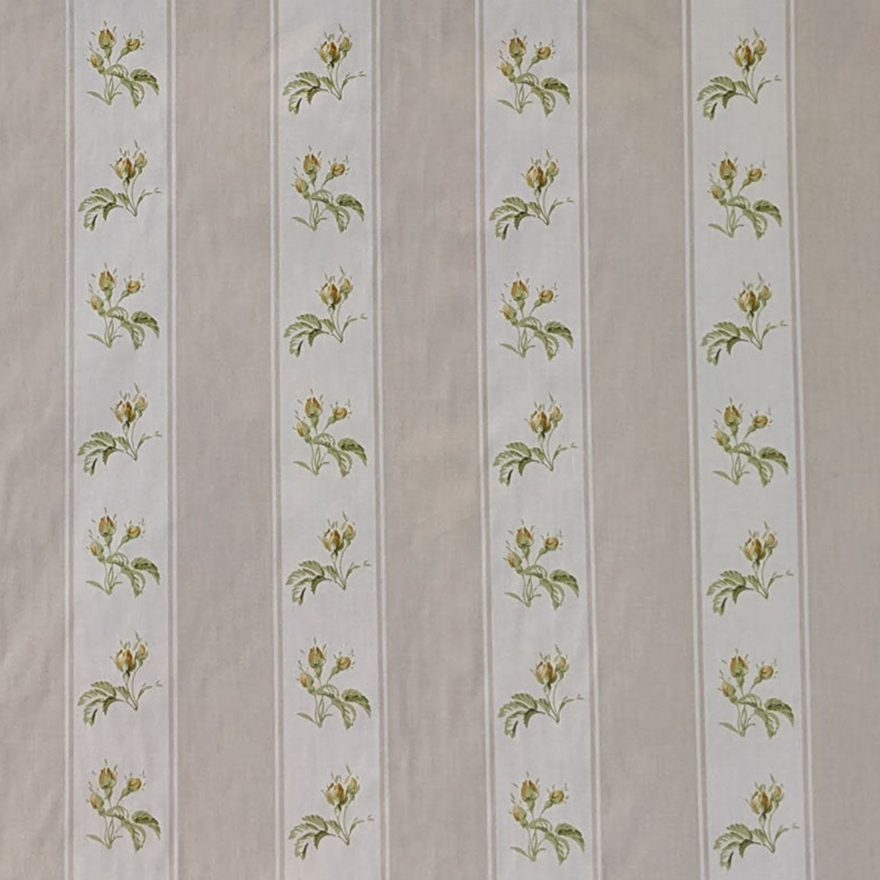 Striped fabric with floral patterns on a beige background