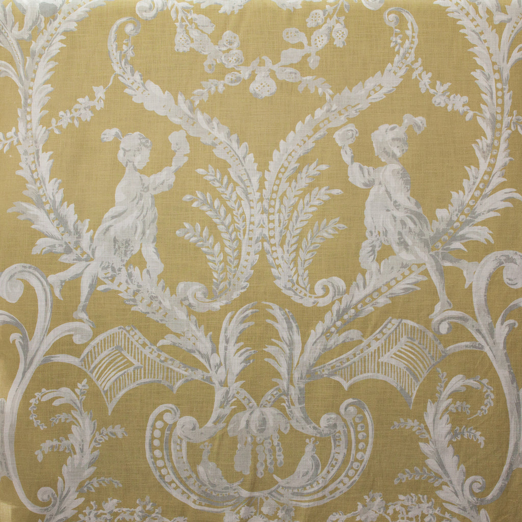 Decorative fabric with classical design on a yellow background