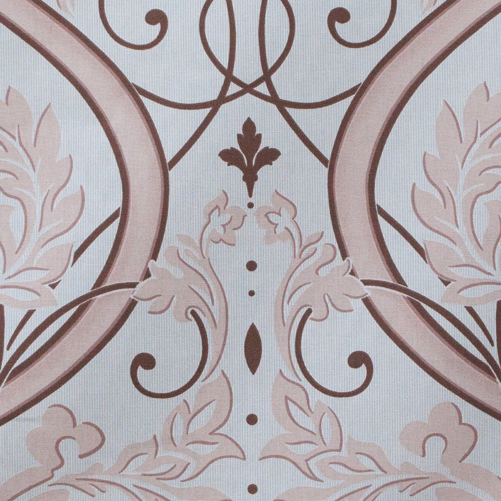 Decorative pattern with swirls and leaves on a light background
