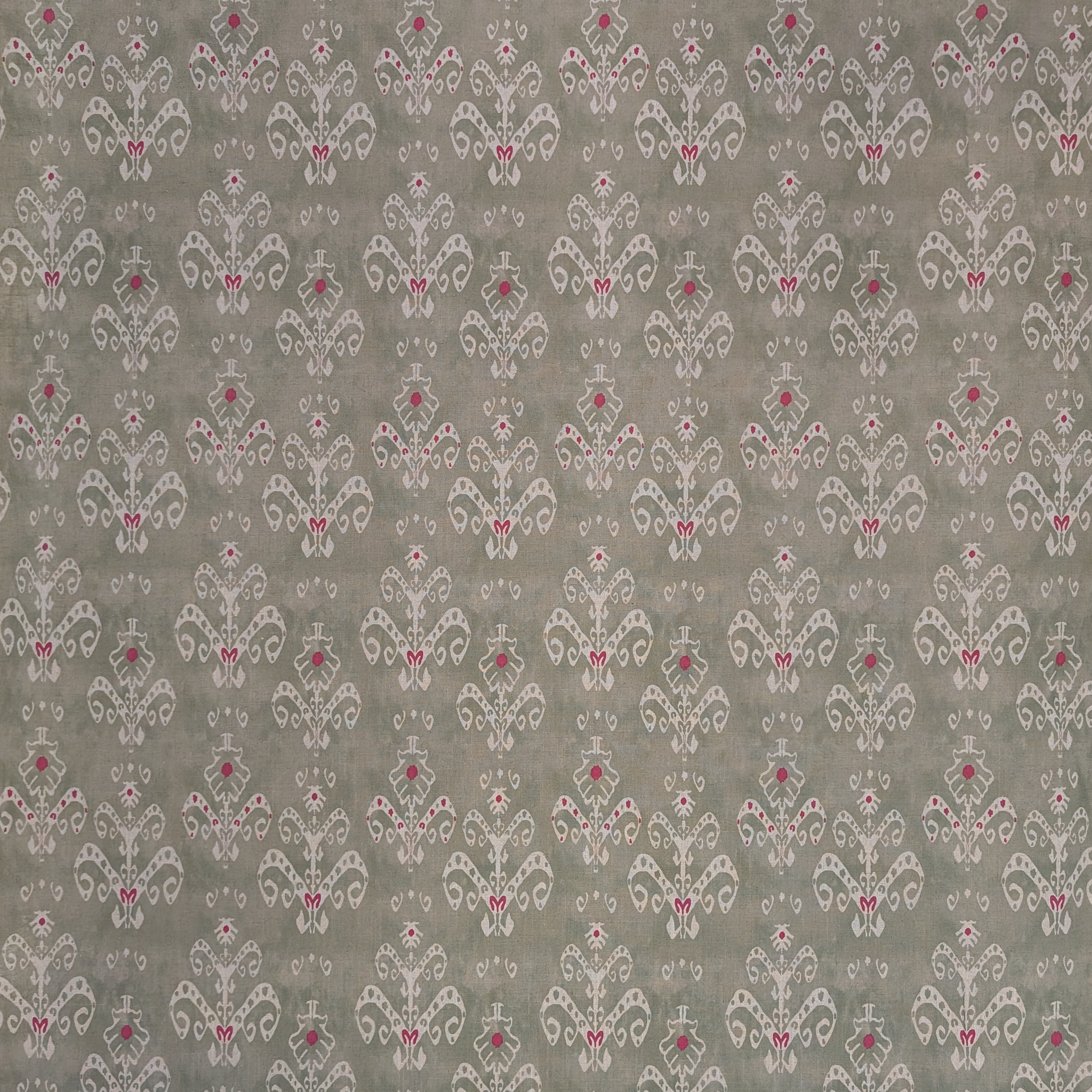 Aztek Ikat style fabric in green and pink 