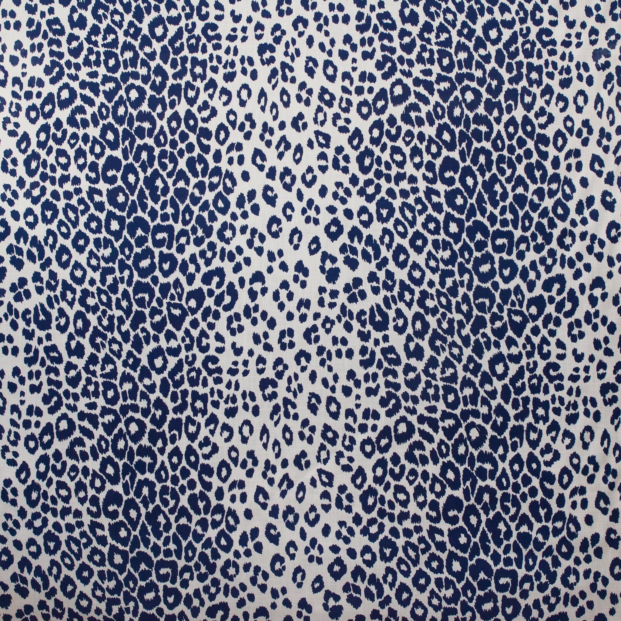 Navy blue leopard print pattern on a light gray background