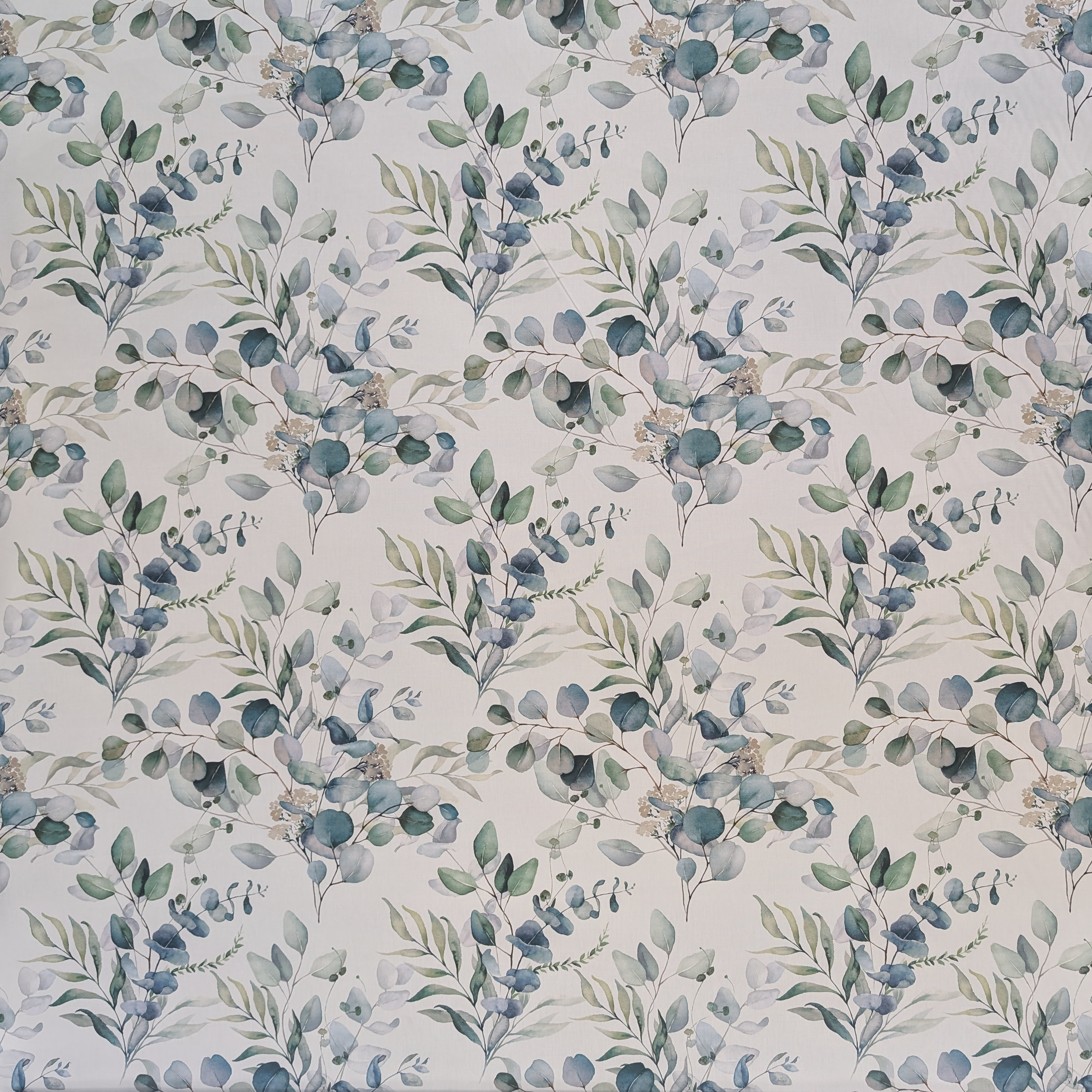 Eucalyptus leaf bouquet design on linen fabric 