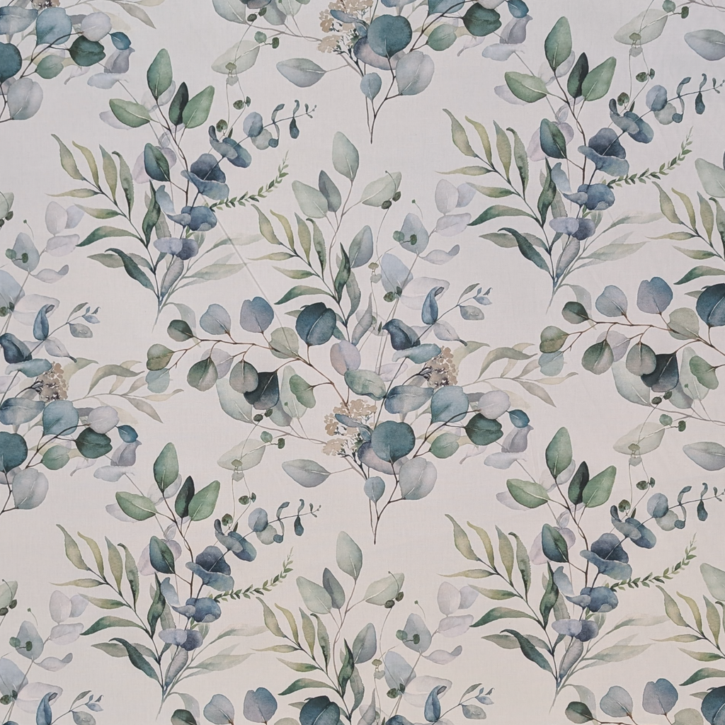Eucalyptus leaf bouquet design on linen fabric 