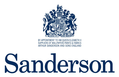 Sanderson logo with a coat of arms on a white background