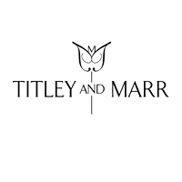 Logo of Titley and Marr with a stylized butterfly on a white background
