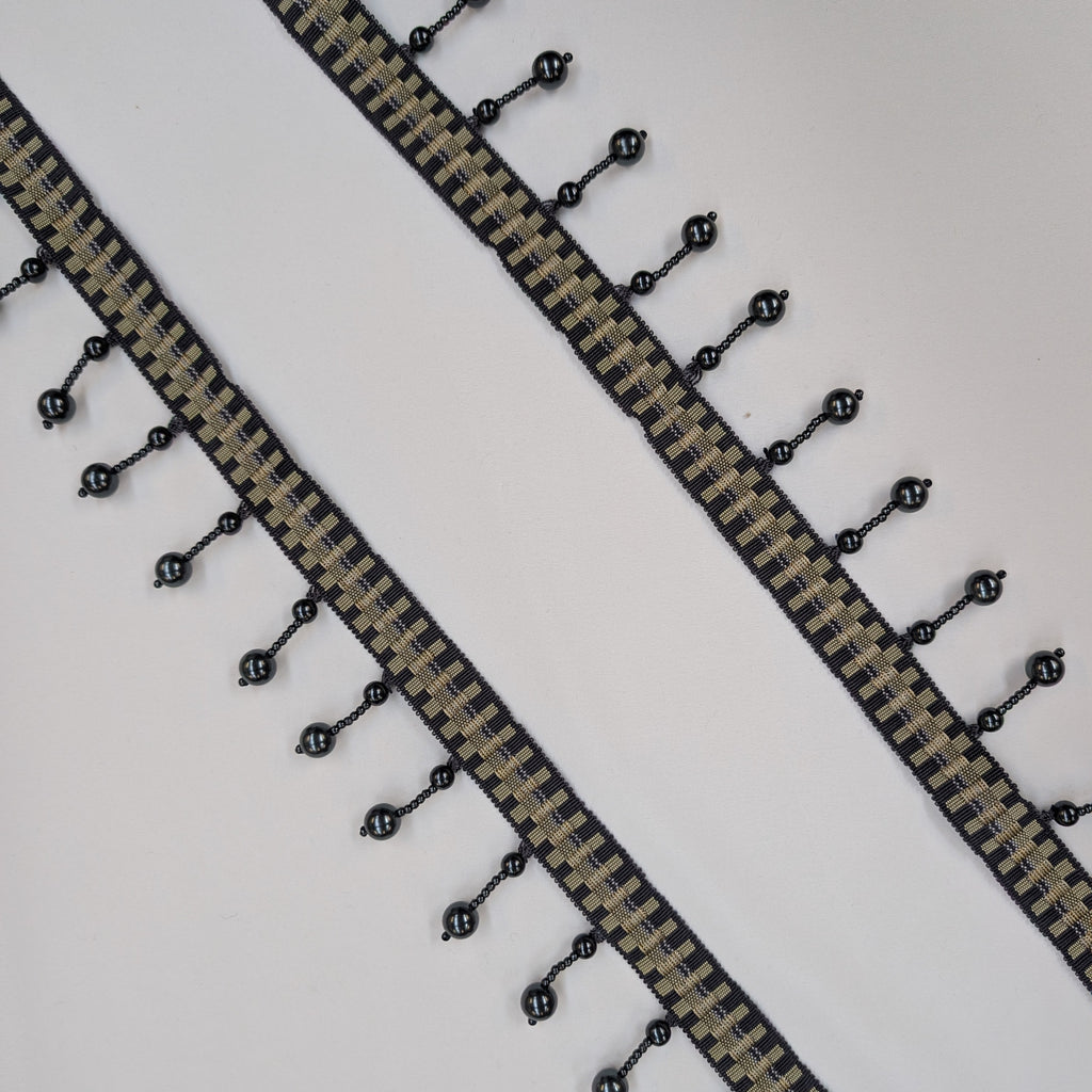 Absolutely Fabrics ‘Long Beaded Trim' Black