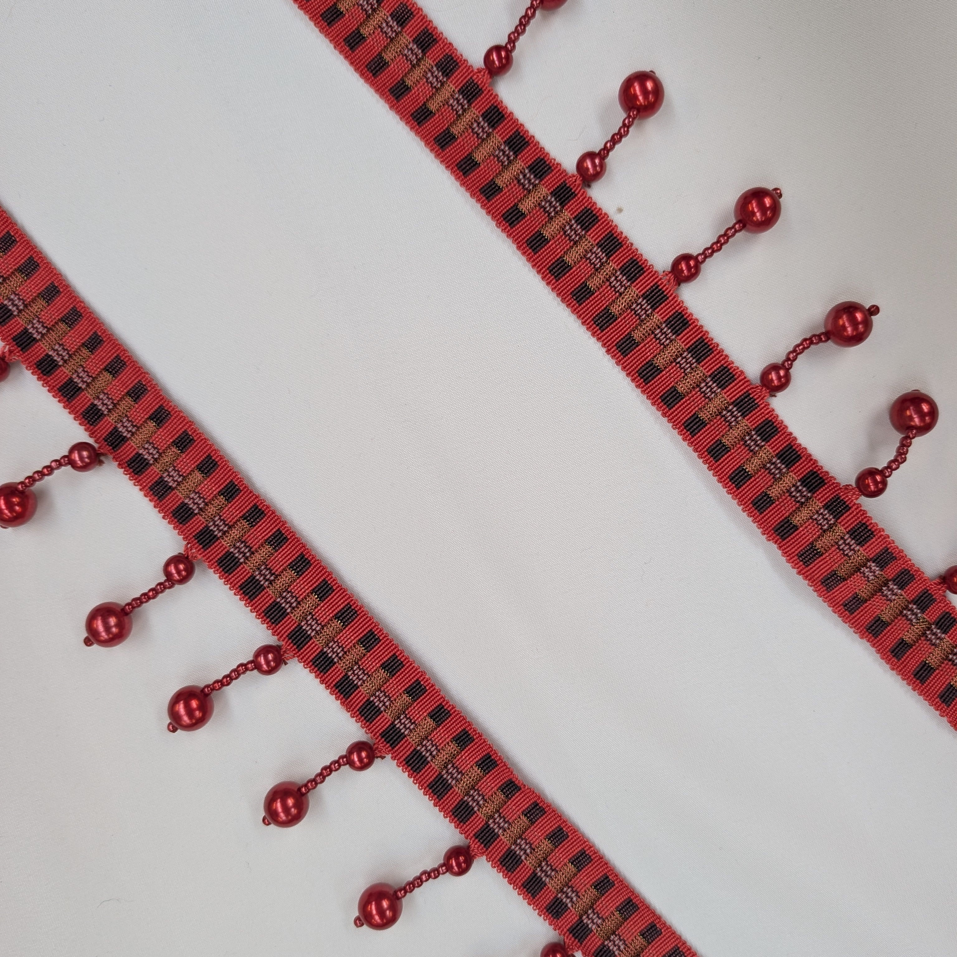Absolutely Fabrics ‘Long Beaded Trim' Red