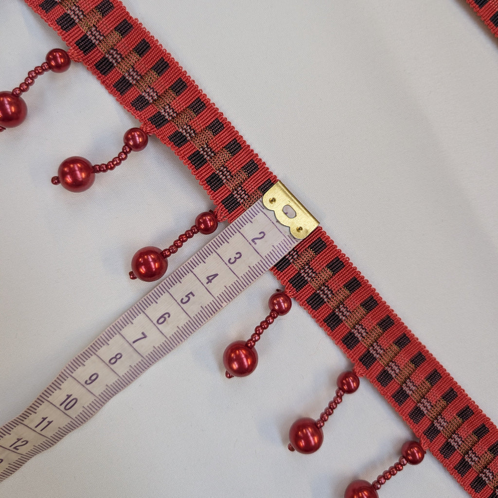 Absolutely Fabrics ‘Long Beaded Trim' Red