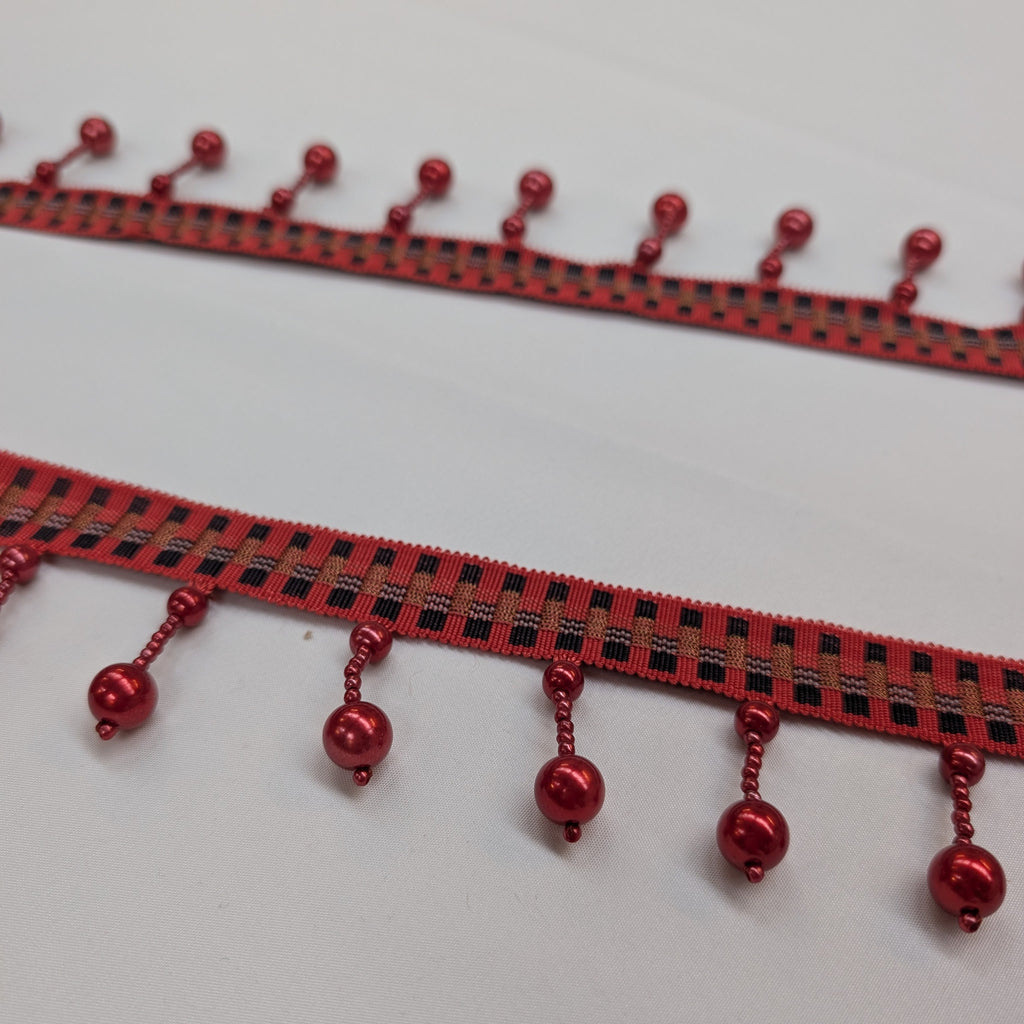 Absolutely Fabrics ‘Long Beaded Trim' Red