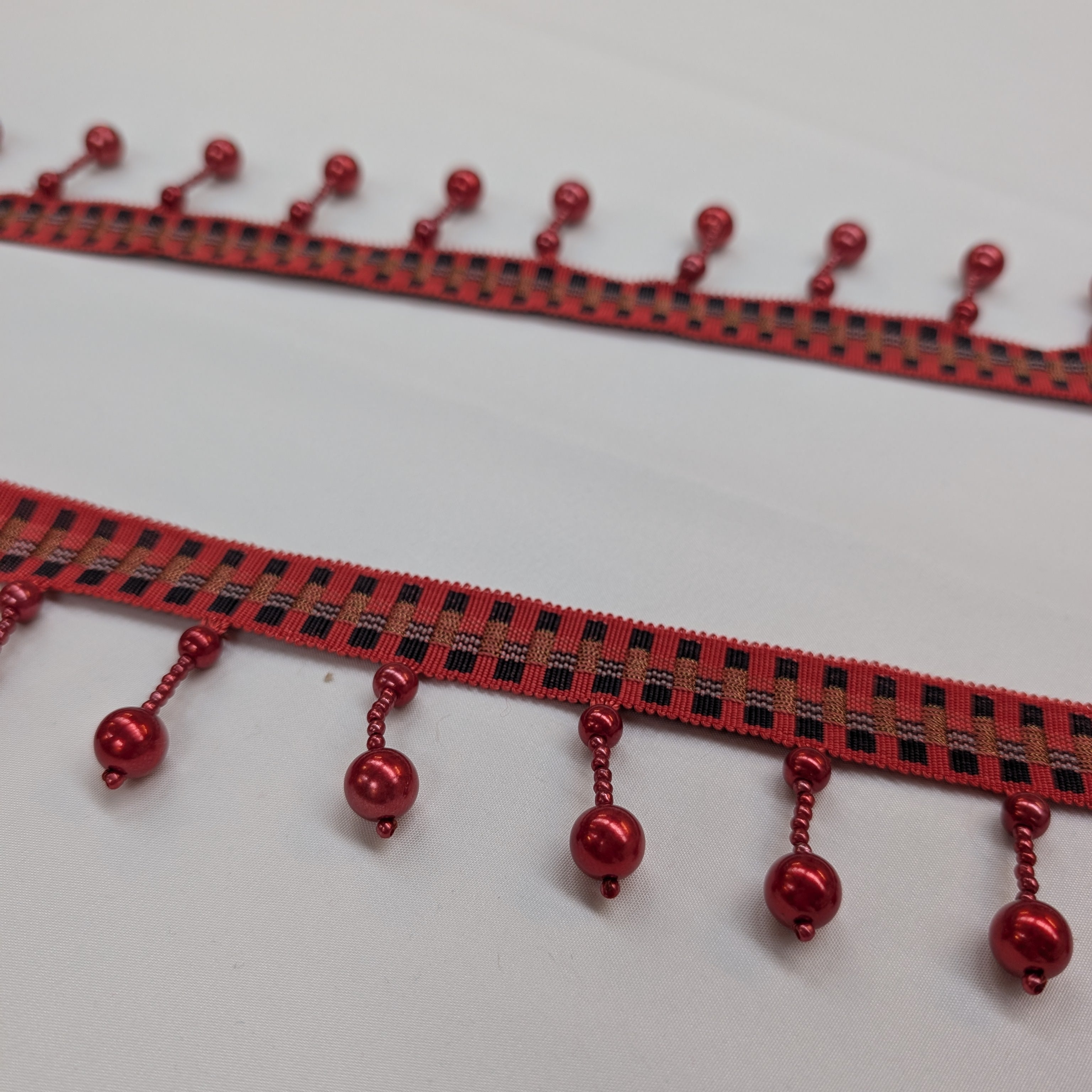 Absolutely Fabrics ‘Long Beaded Trim' Red