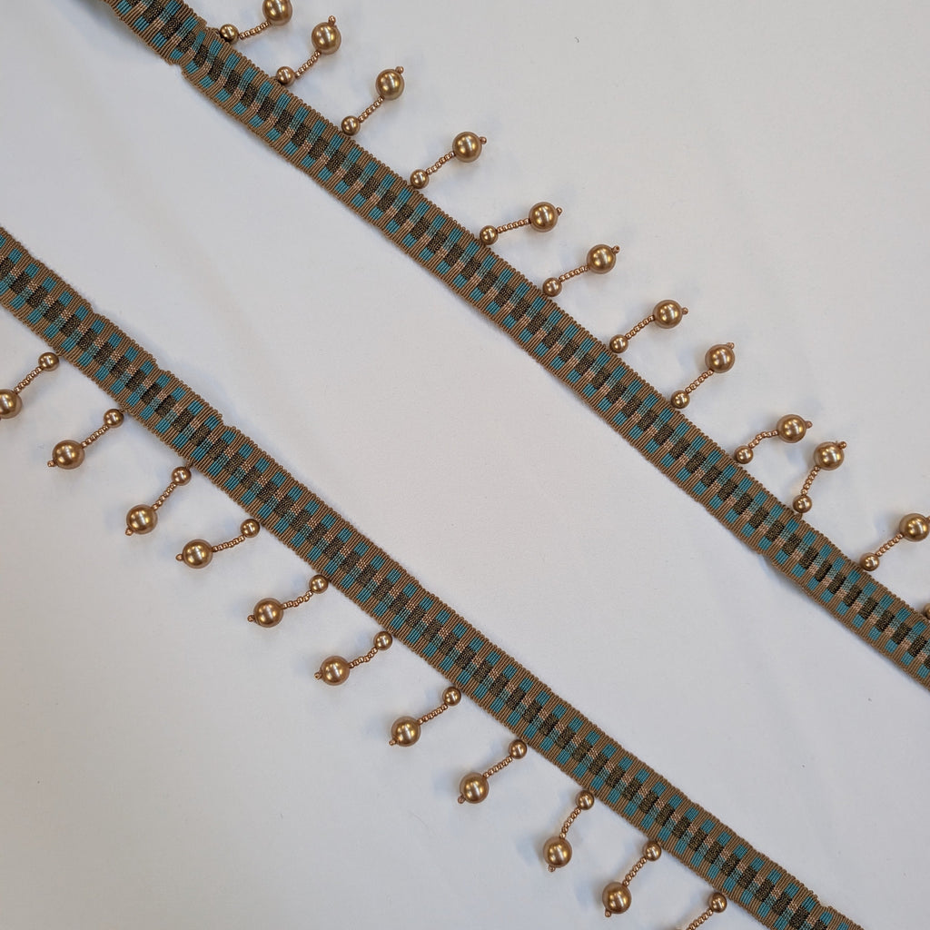 Absolutely Fabrics ‘Long Beaded Trim' Soft Gold