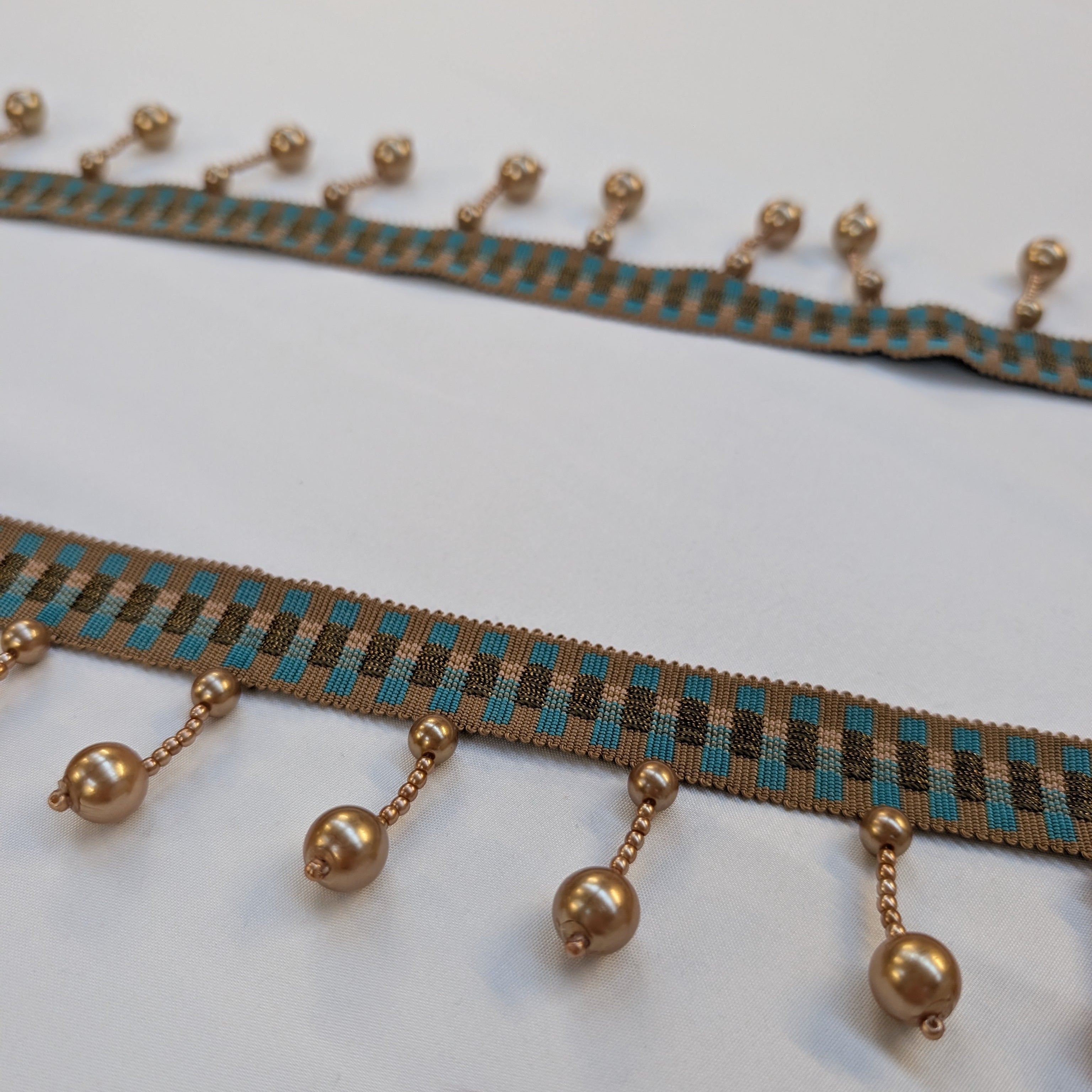 Absolutely Fabrics ‘Long Beaded Trim' Soft Gold