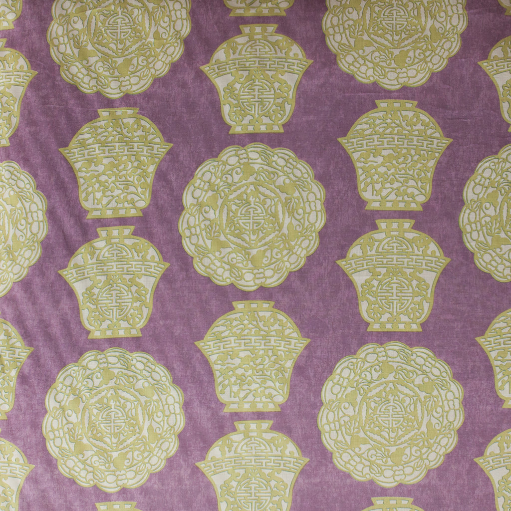 Decorative pattern of yellow Chinese lanterns on a purple background