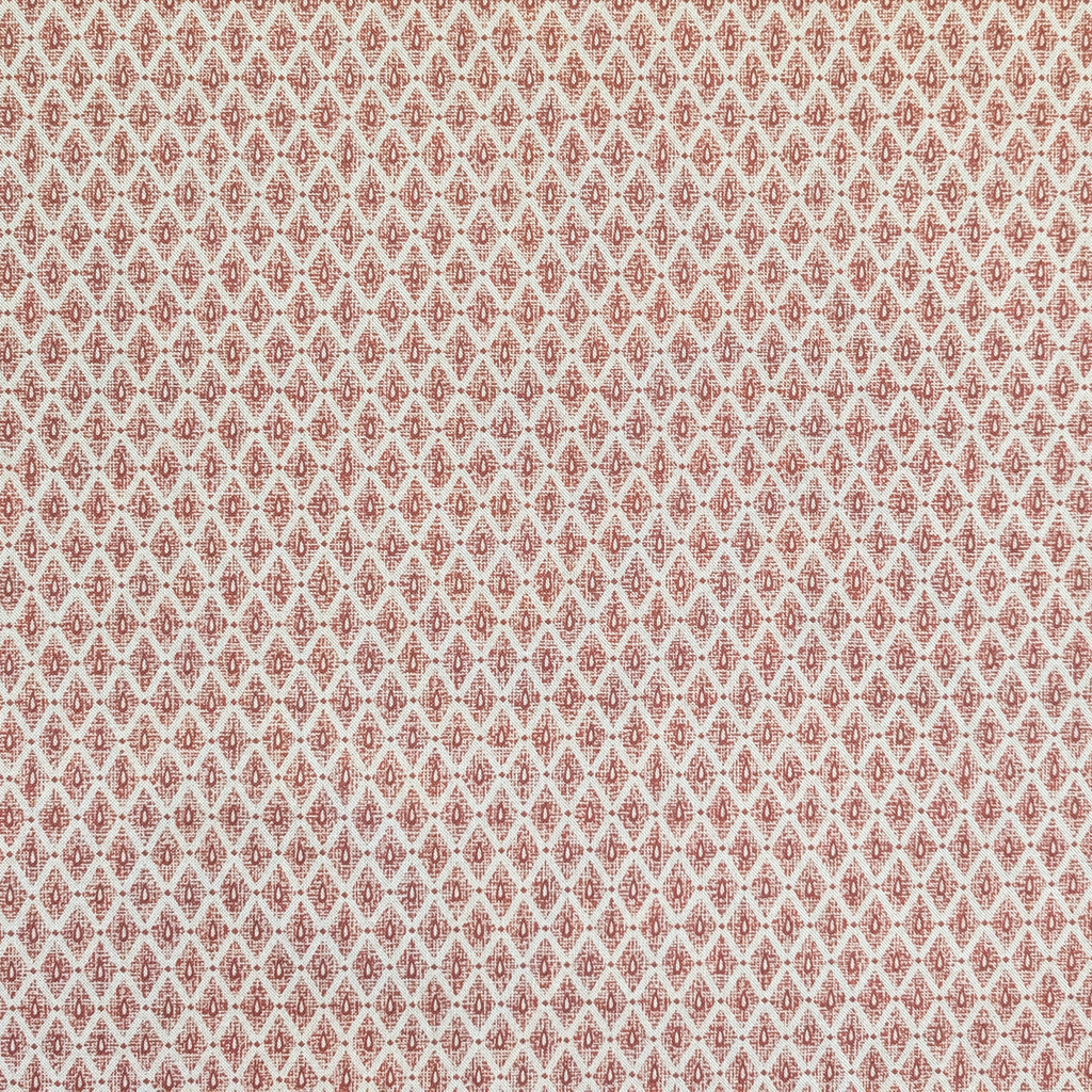 Patterned fabric swatch with red and beige design