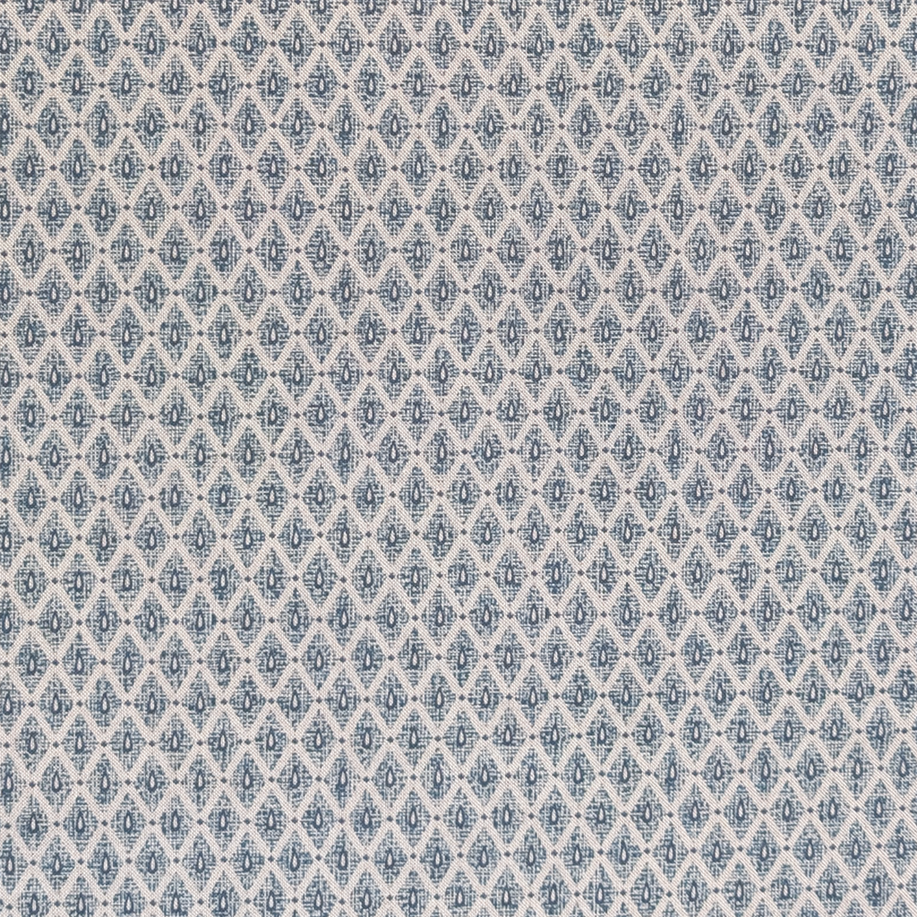 Patterned fabric with blue and beige design