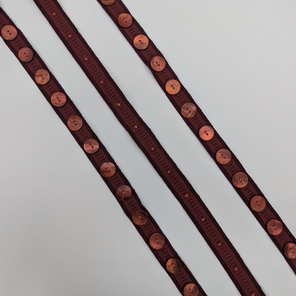 Burgundy button trim 