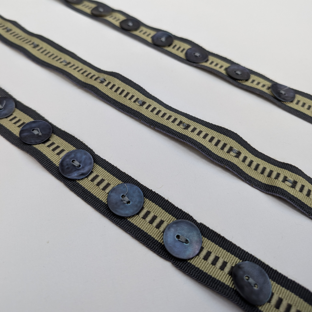 Button trims in green and blue 