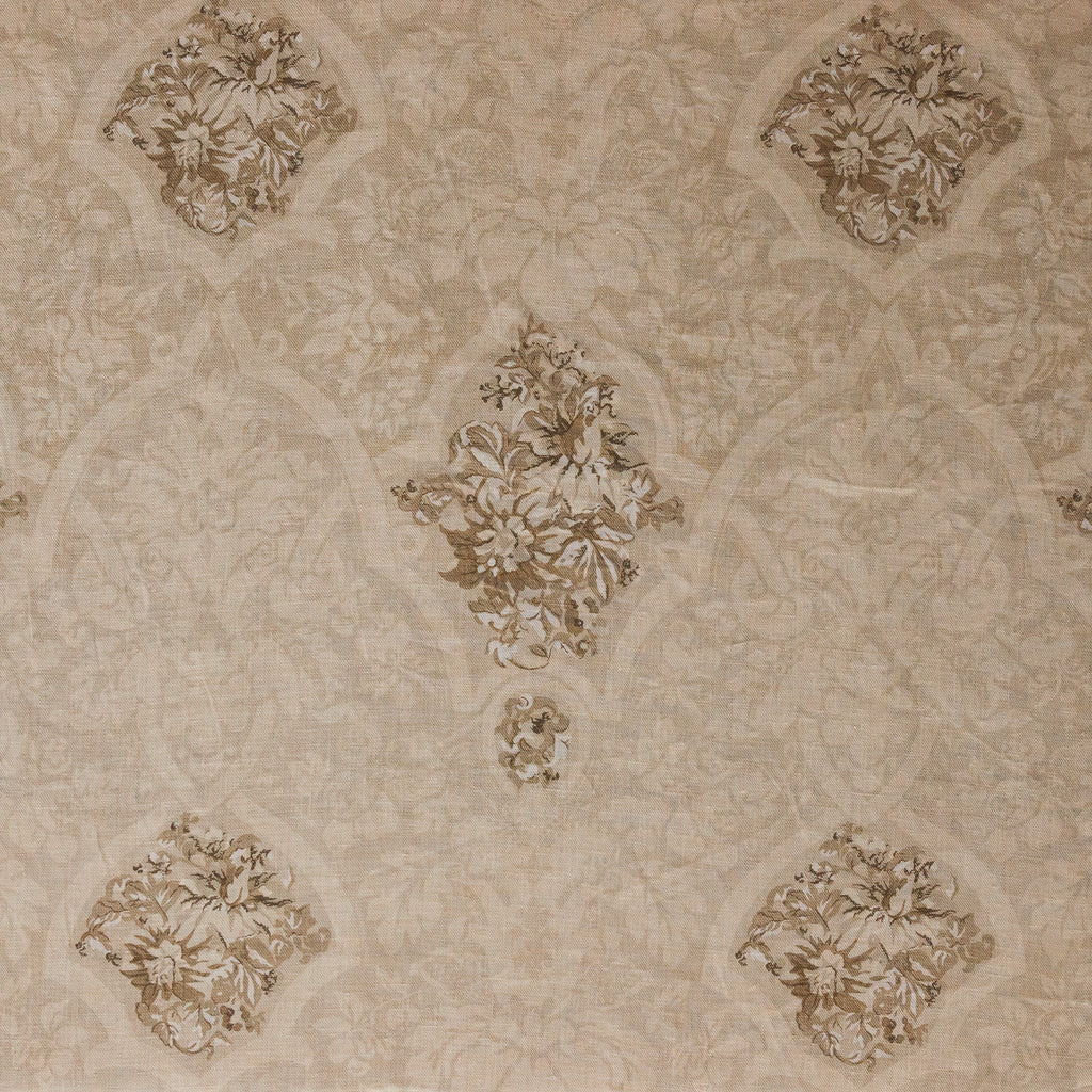 Decorative beige fabric with floral patterns
