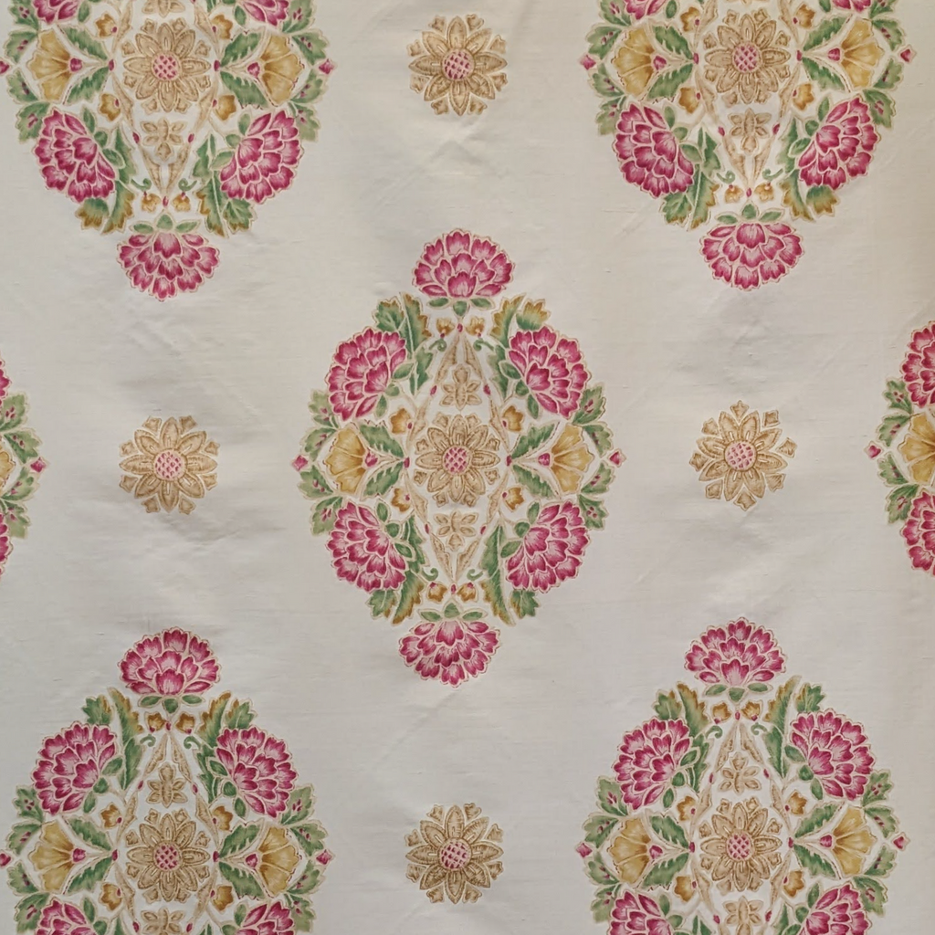 Decorative fabric with floral patterns on a white background