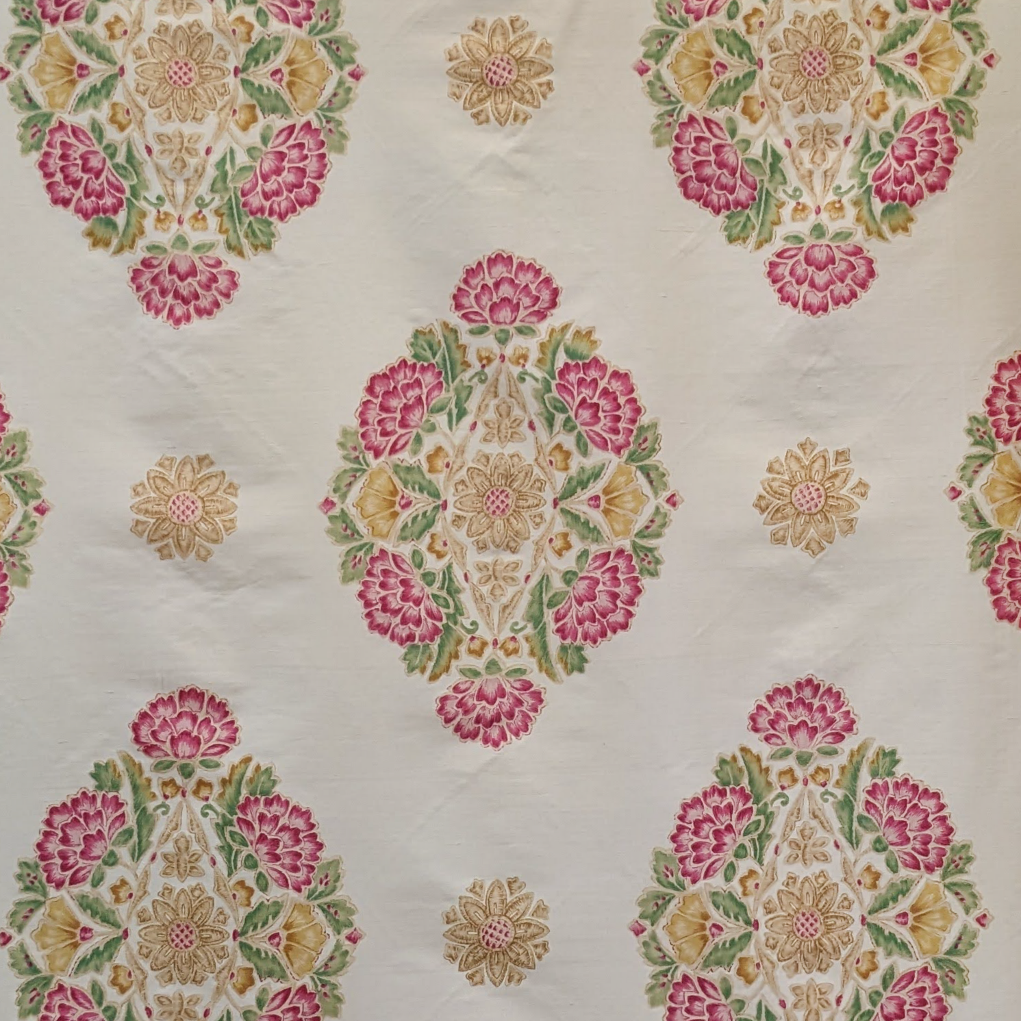 Decorative fabric with floral patterns on a white background