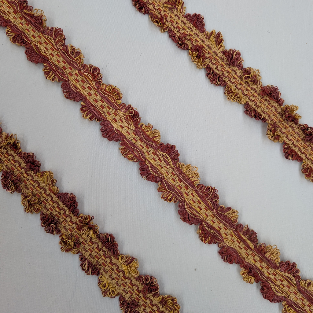 Absolutely Fabrics ‘Frilled Trim’ Red & Gold