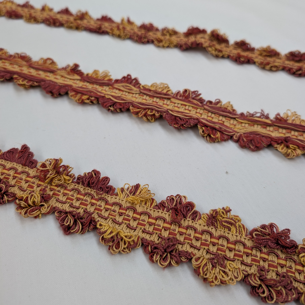 Absolutely Fabrics ‘Frilled Trim’ Red & Gold
