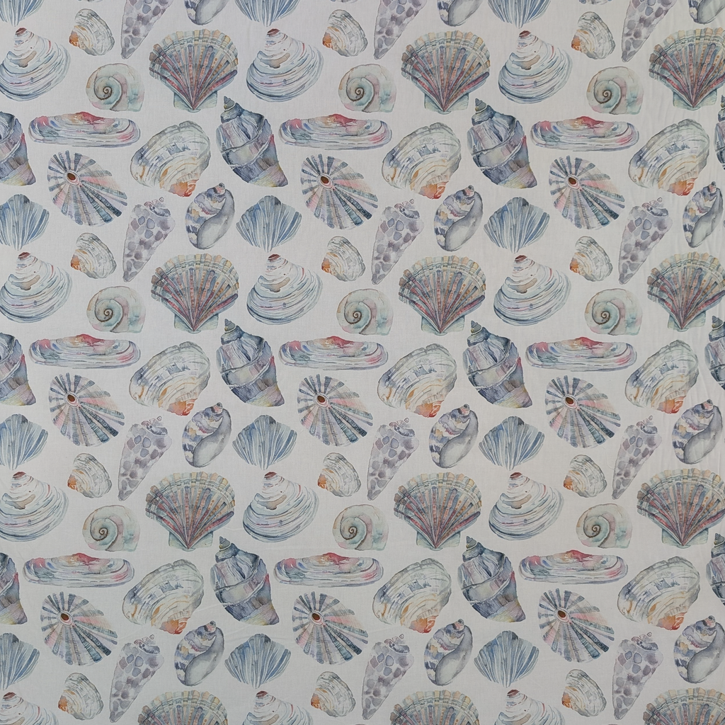 Pattern of watercolor shells on a light background