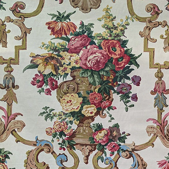 Decorative fabric pattern with flowers and intricate designs