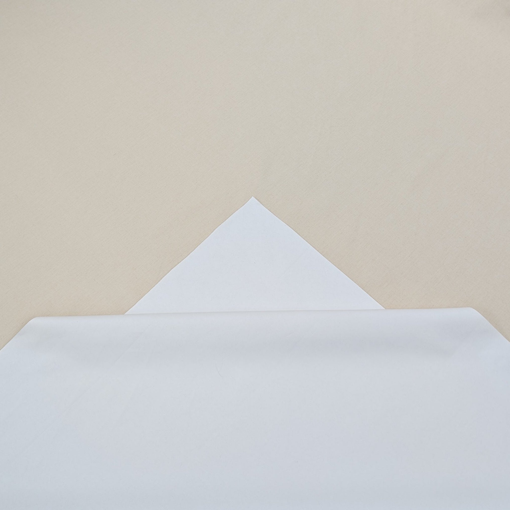 White paper on a wooden floor with a beige wall in the background