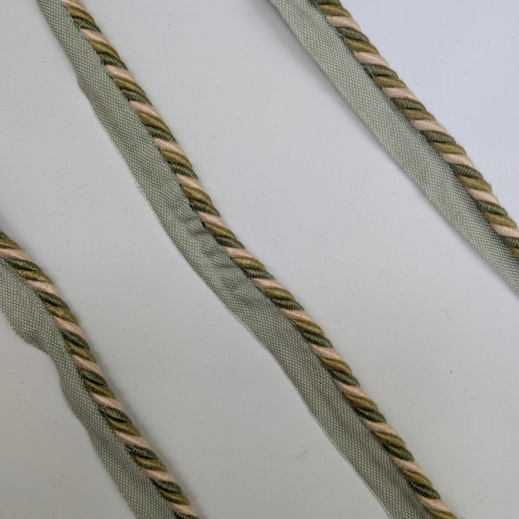 Green and cream flanged rope braid 