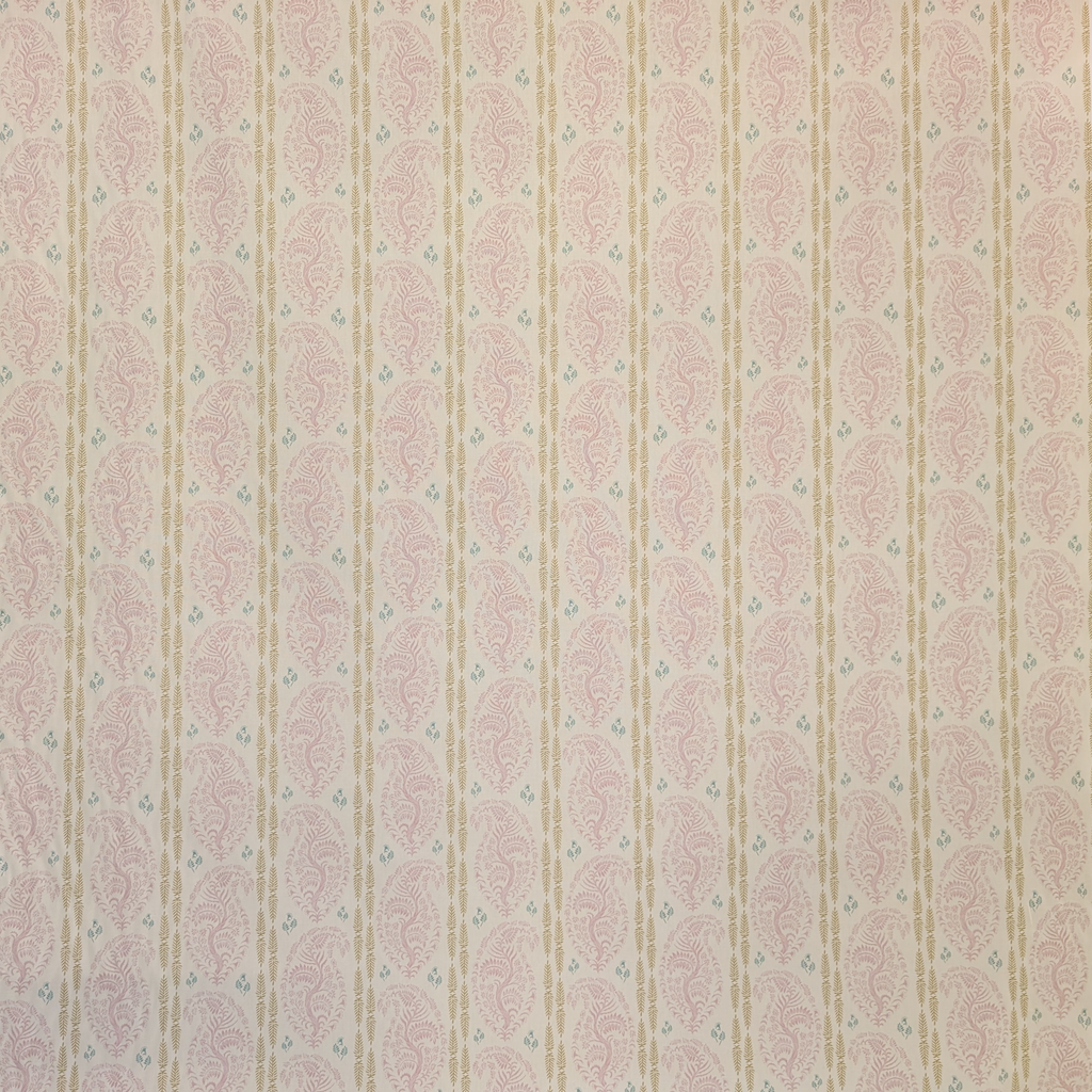 Patterned fabric with vertical stripes in pink and beige