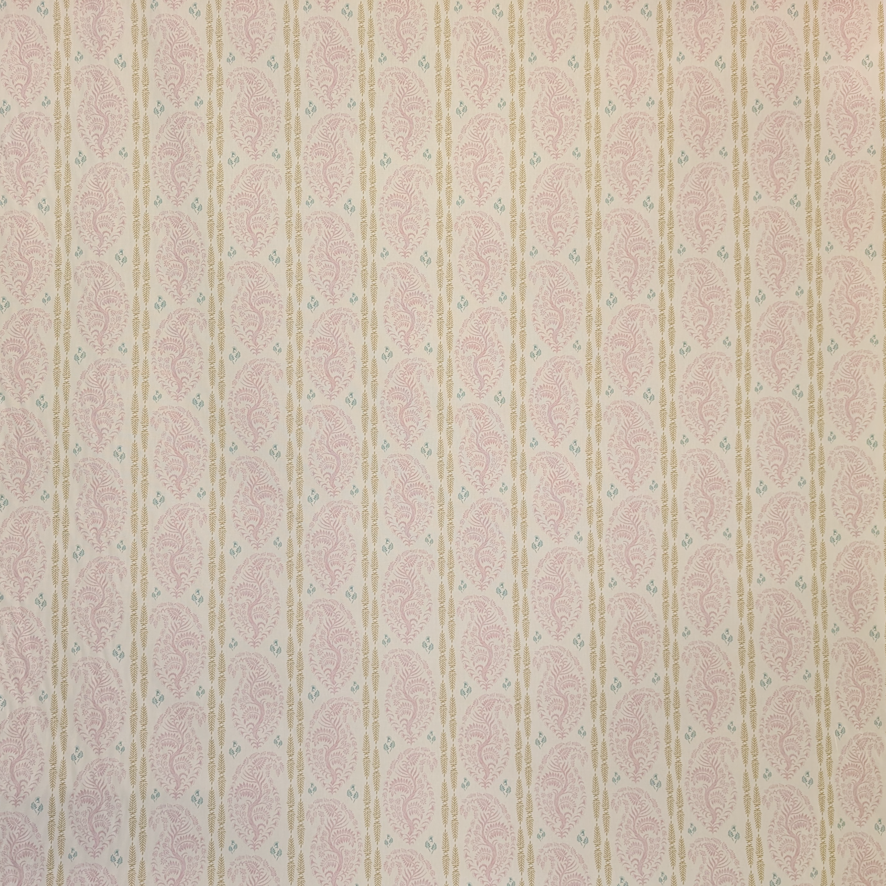 Patterned fabric with vertical stripes in pink and beige