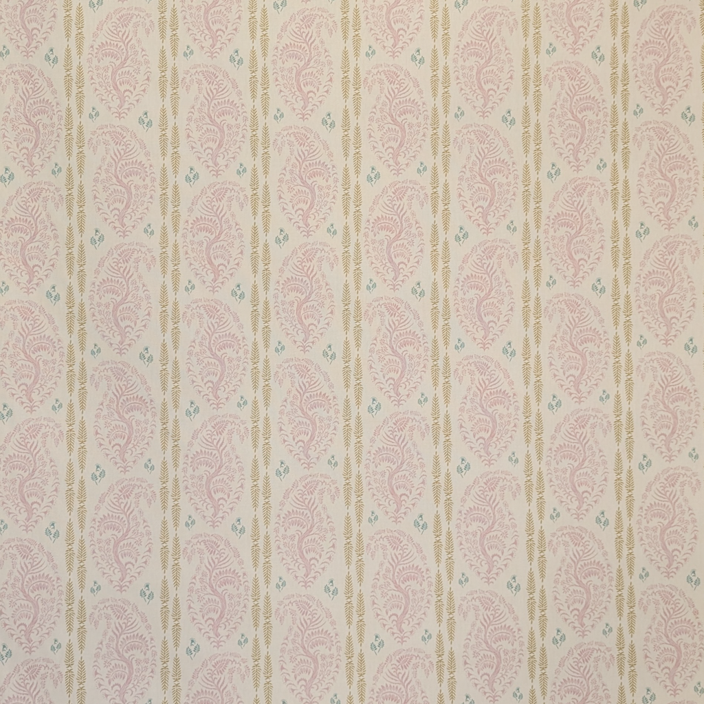 Patterned fabric with pink and beige design