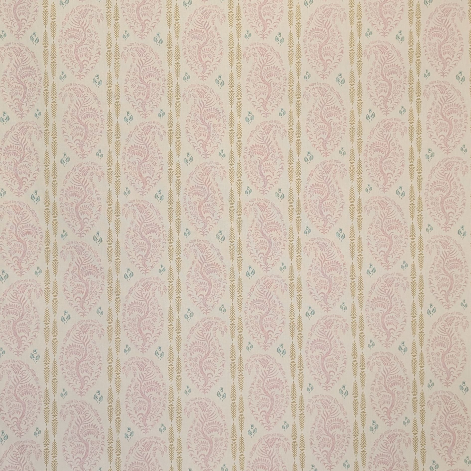 Patterned fabric with pink and beige design