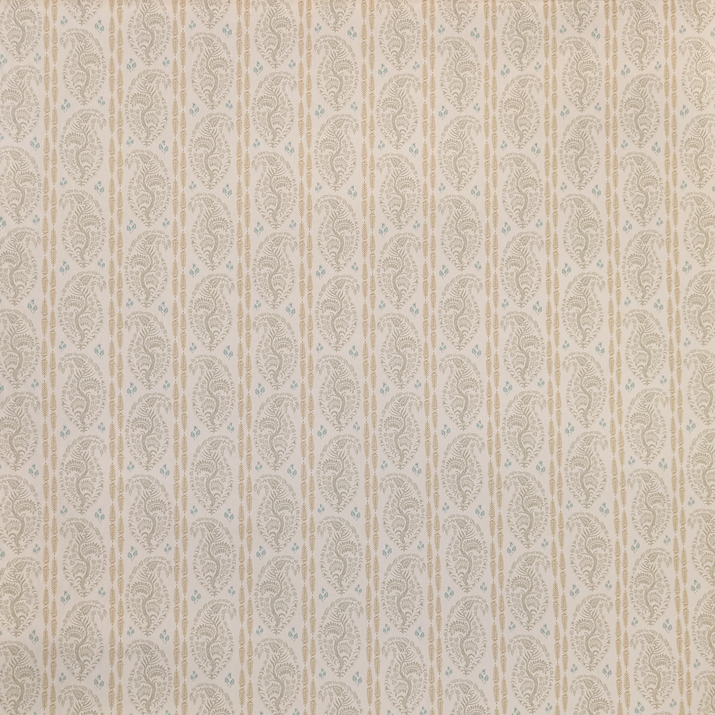 Patterned fabric with vertical stripes on a beige background