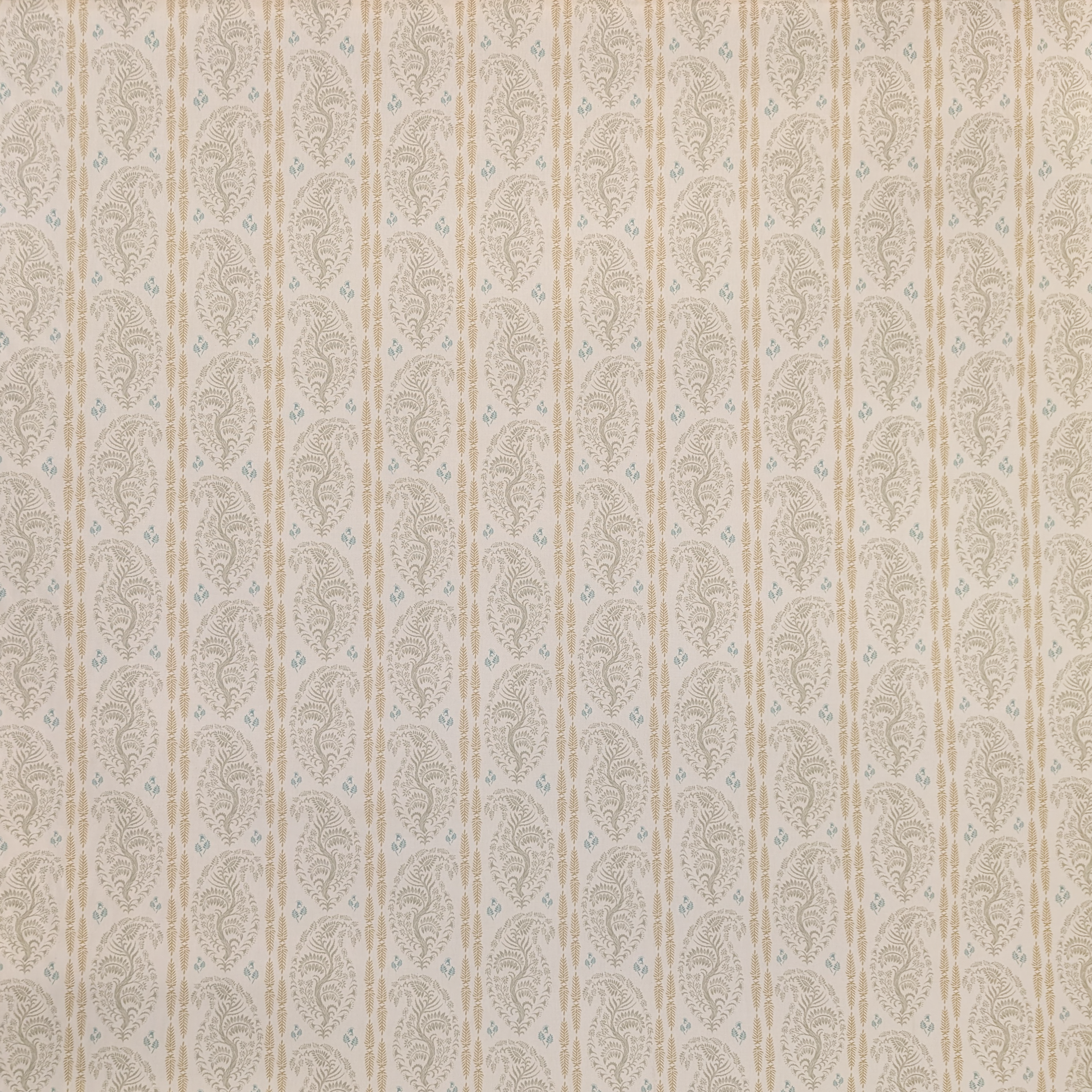 Patterned fabric with vertical stripes on a beige background